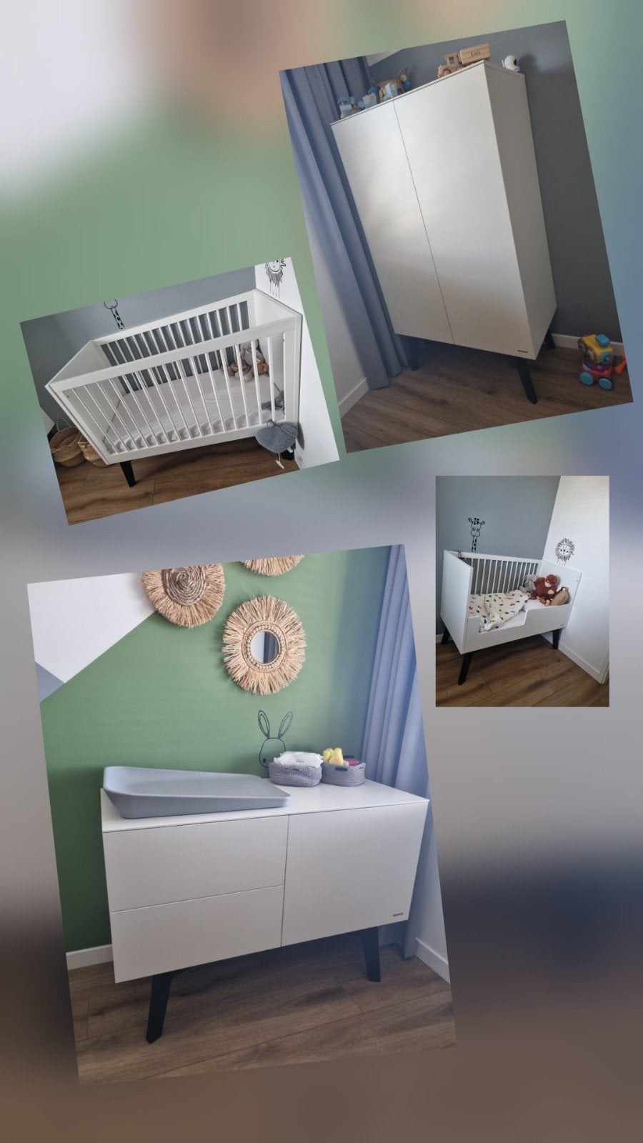 Kidsmill babykamer kast commode bed mat wit met Zwarte Poten, Ophalen, Zo goed als nieuw, Jongetje of Meisje