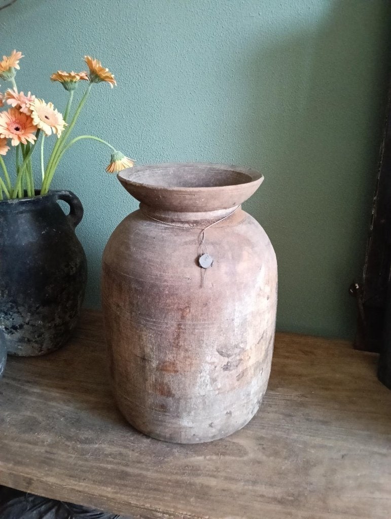 Hoffz kruik XL Nepalese kruik 38 cm hoog, Ophalen of Verzenden, Zo goed als nieuw, Hout, Landelijk