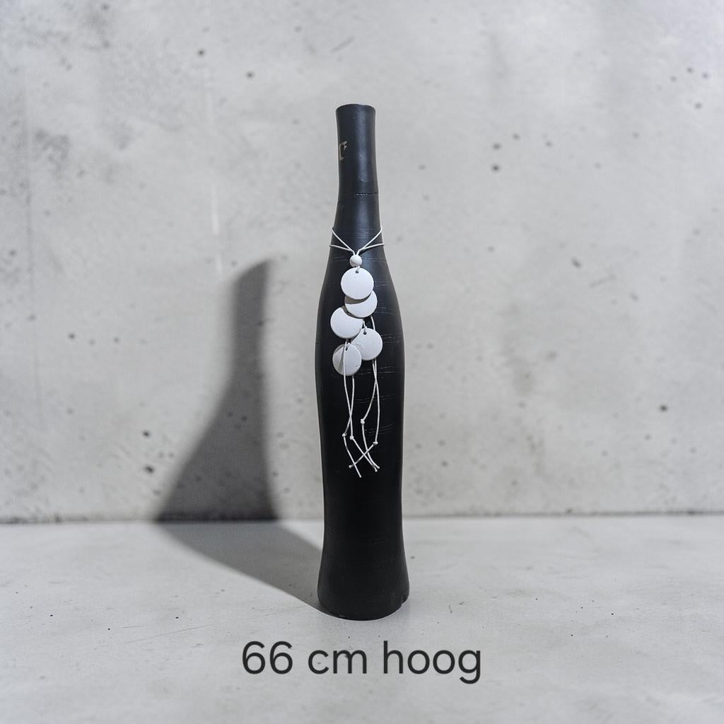 Set van 2 Elegante Decoratieve Vloervazen – Mat Zwart, Steen, 50 tot 75 cm, Zwart, Onbekend