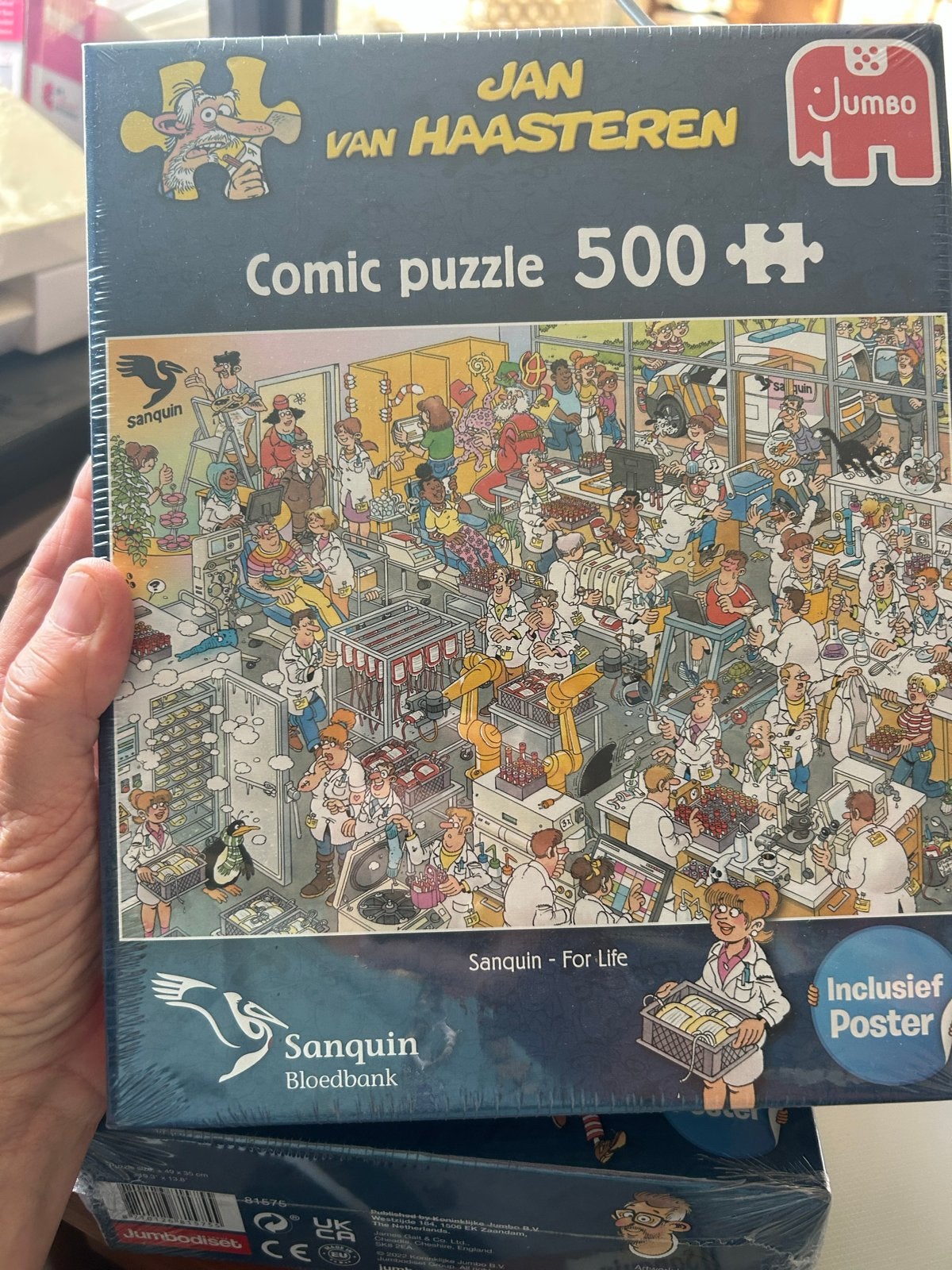 2x Jan van Haasteren Comic Puzzel 500 stukjes Sanquin, Ophalen of Verzenden, Minder dan 500 stukjes, Nieuw, Legpuzzel