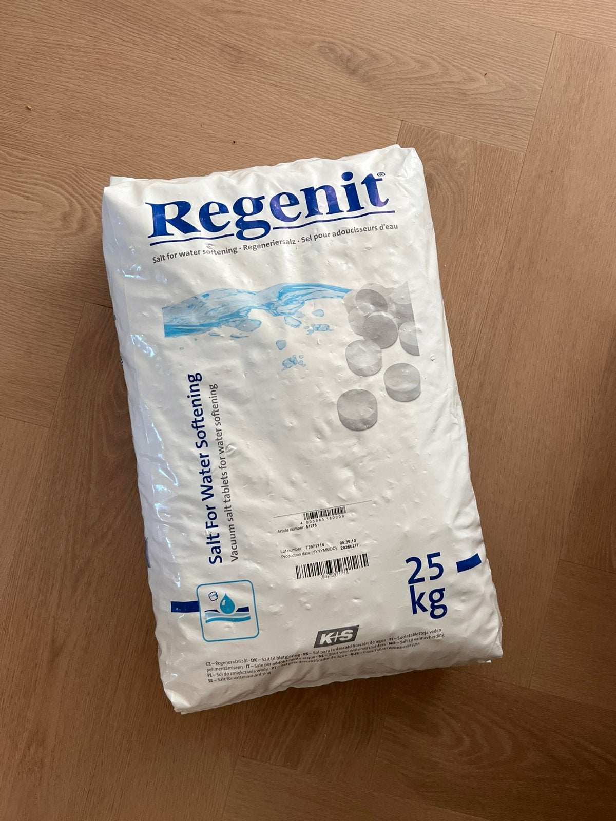 Regenit zouttabletten / zout voor waterontharder zak a 25 kg, Witgoed en Apparatuur, Waterontharders, Ophalen, Zo goed als nieuw