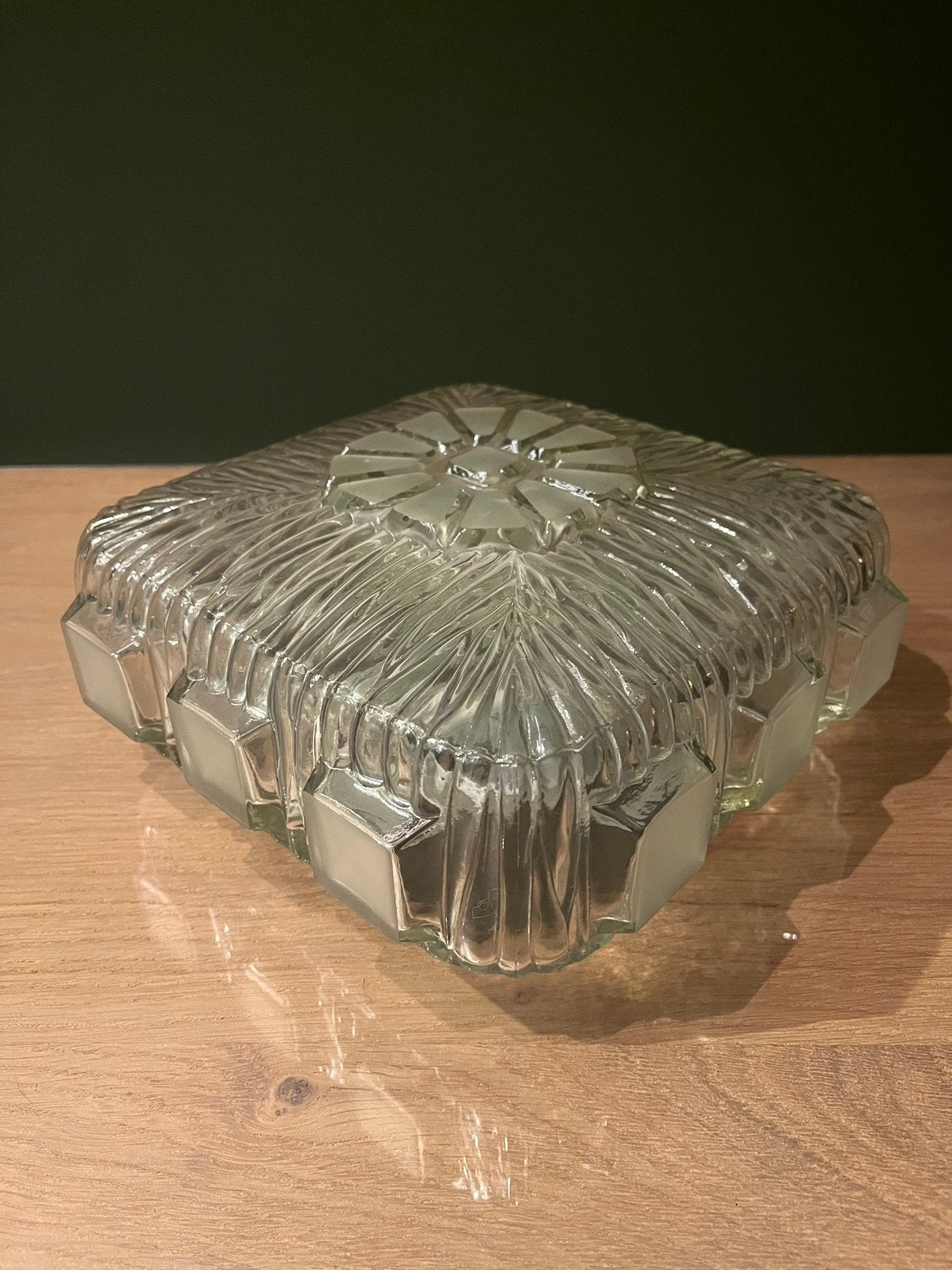 Vintage grote plafonnière jaren 60 icecube 25x25cm, Ophalen of Verzenden, Zo goed als nieuw