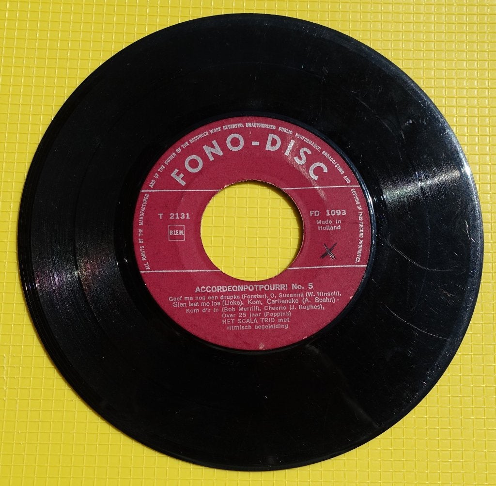 Het Scala Trio -  Accordeonpotpourri No. 5 - Vinyl Single, Ophalen of Verzenden, Gebruikt, Nederlandstalig