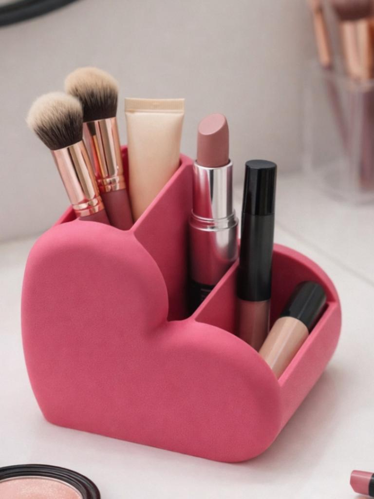 Hartje Make-up Houder - Roze Opberger voor Cosmetica, Gehele gezicht, Nieuw, Ophalen of Verzenden, Roze
