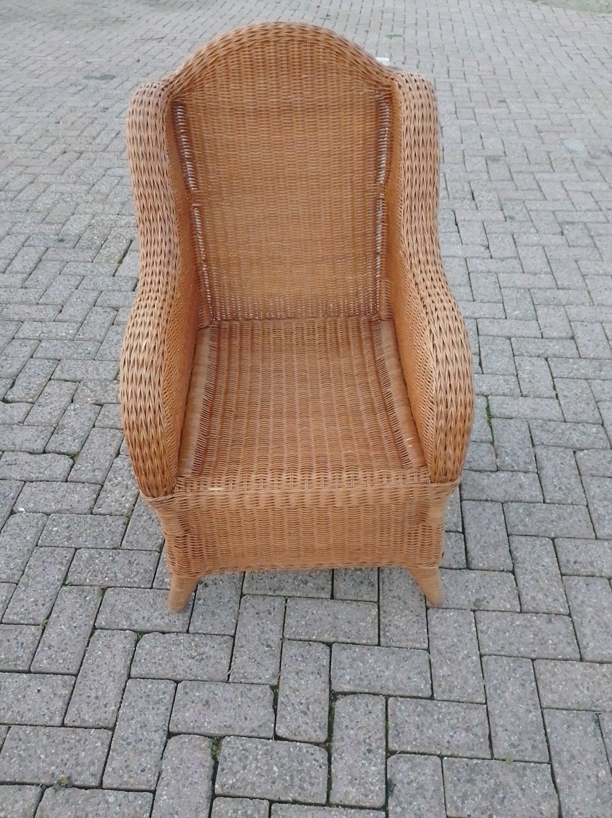 Rotan fauteuil, rieten stoel, vintage, Gebruikt, Overige kleuren, Riet of Rotan, Ophalen of Verzenden