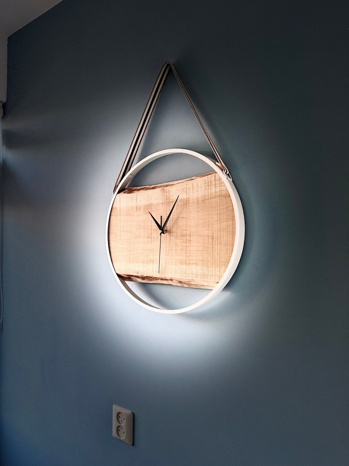 Handgemaakte eiken wandklok | 45cm, Huis en Inrichting, Ophalen, Zo goed als nieuw, Wandklok