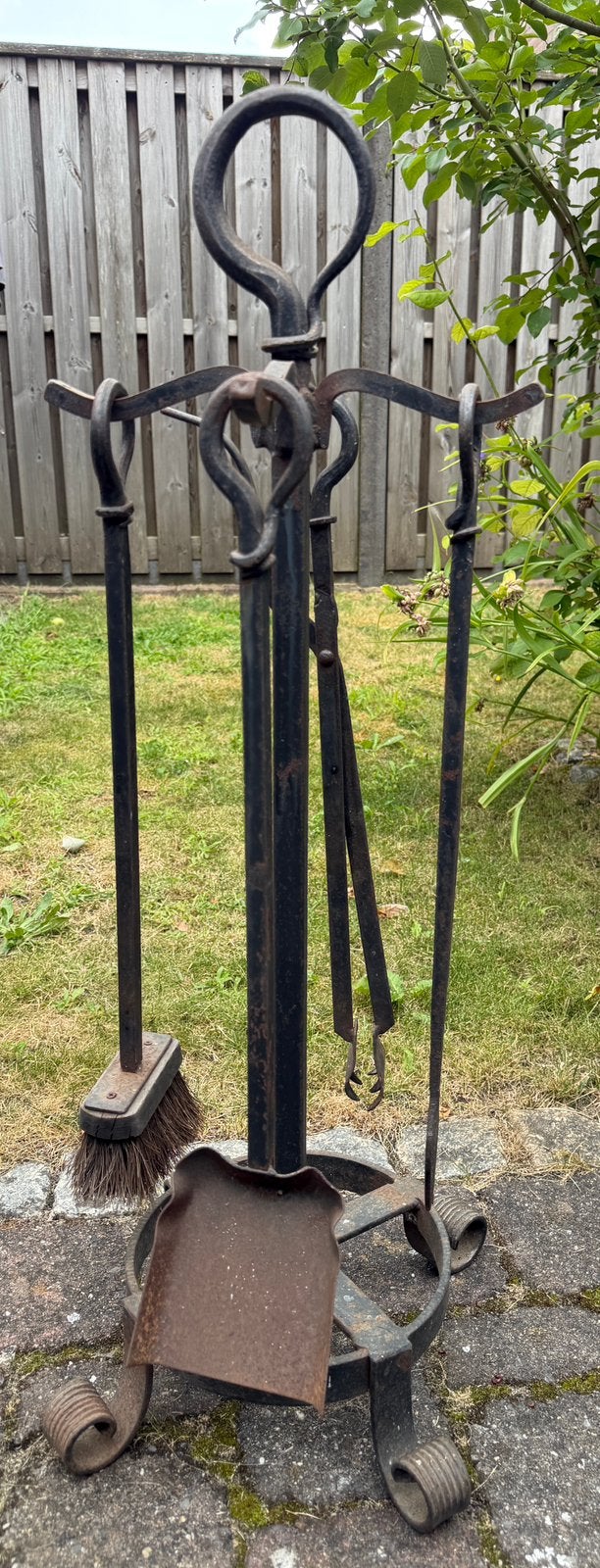 Haardstel compleet met standaard vintage, Ophalen, Gebruikt, Vrijstaande haard, Houthaard