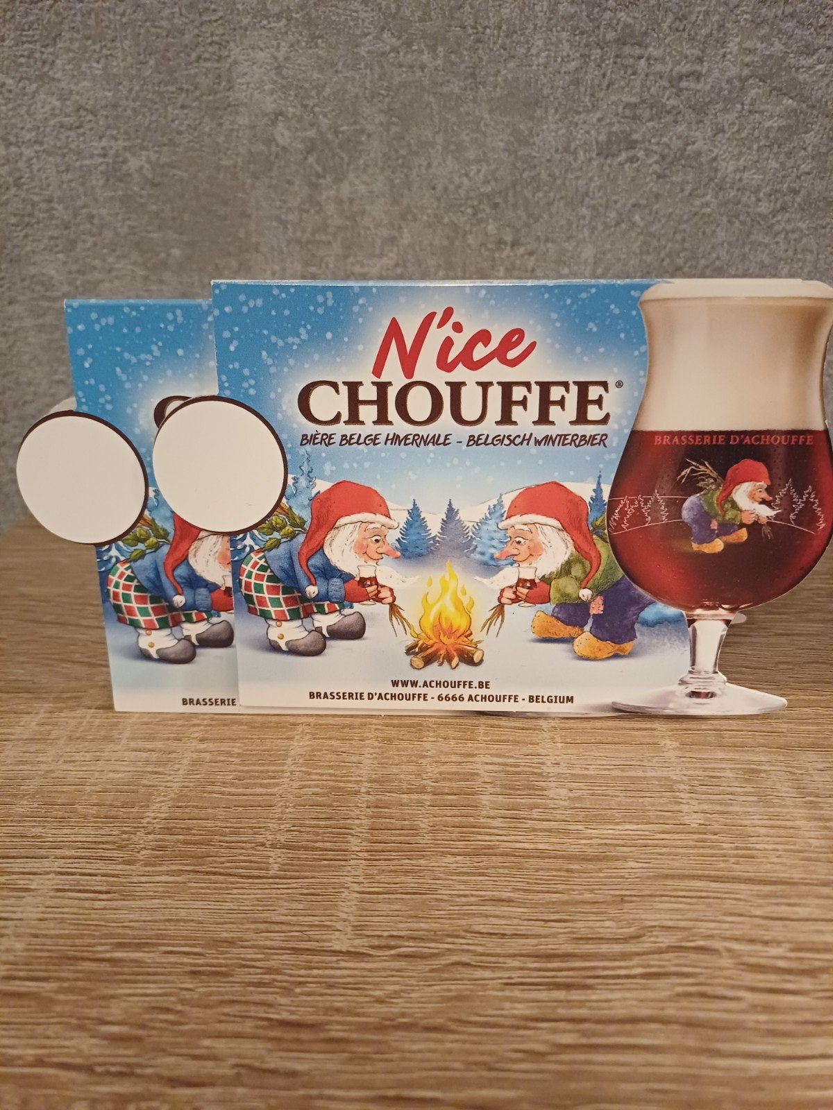 N'ice Chouffe Tafelstandaard / Display 2 stuks, Ophalen of Verzenden, Nieuw, Reclamebord, Plaat of Schild, Overige merken