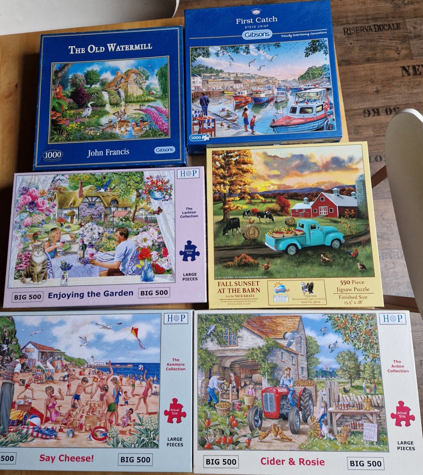 Gibsons 1000, Sunsout en Hop 500xl puzzels, Hobby en Vrije tijd, Ophalen of Verzenden, 500 t/m 1500 stukjes, Zo goed als nieuw