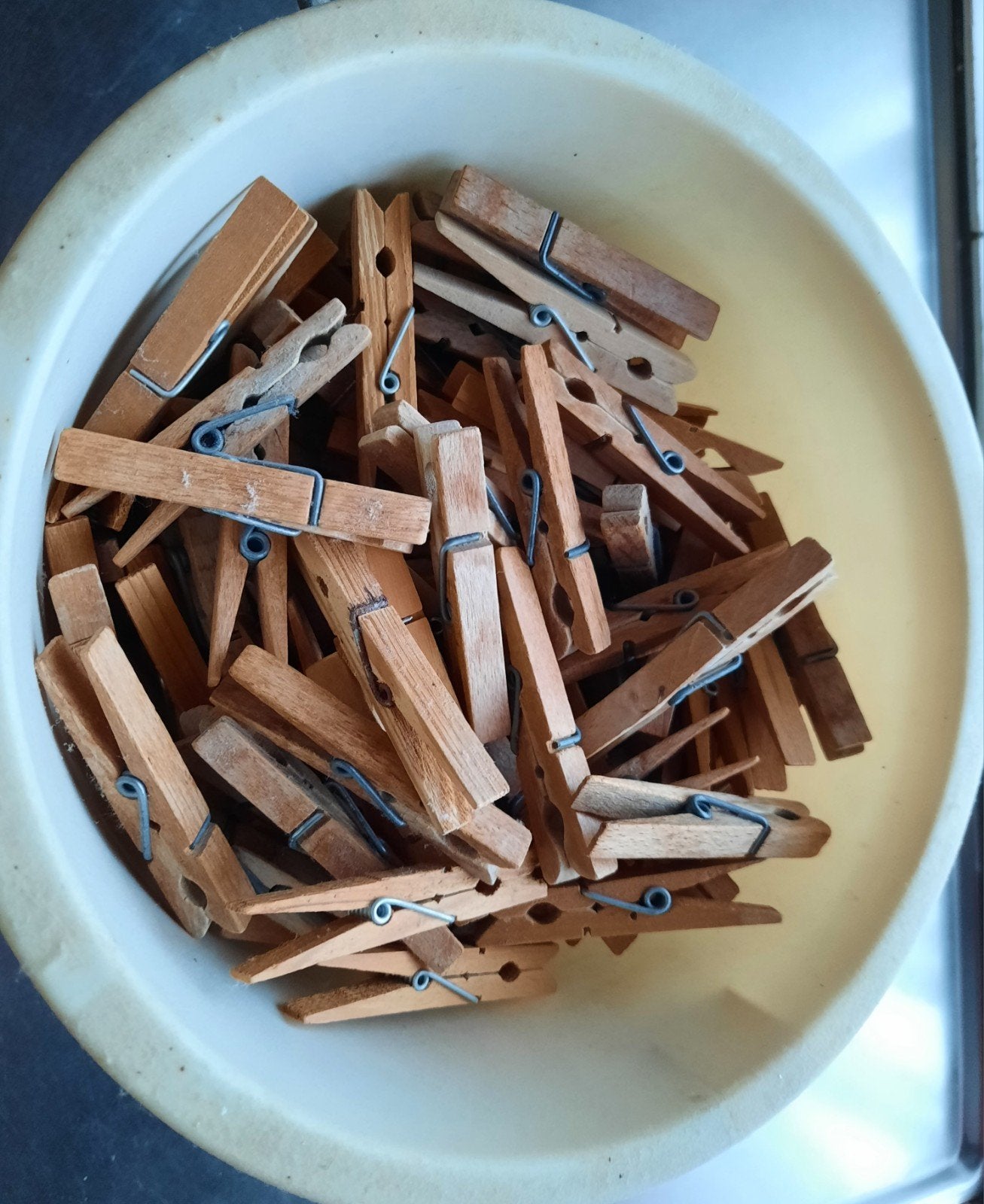 houten wasknijpers, Ophalen, Gebruikt