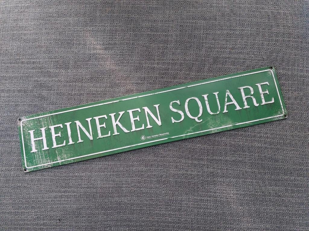 HEINEKEN SQUARE reclamebord, Verzamelen, Biermerken, Ophalen of Verzenden, Zo goed als nieuw, Reclamebord, Plaat of Schild, Heineken