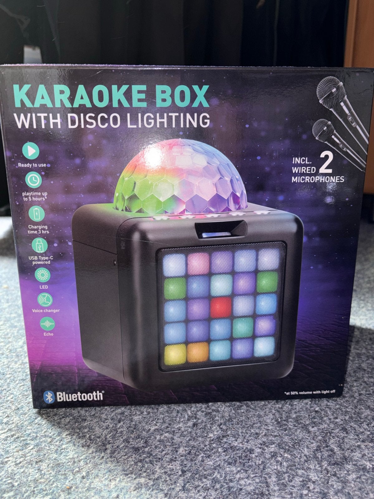 Karaoke Box met Disco licht +2 Microfoons leuk voor kids, Ophalen, Zo goed als nieuw, Complete set