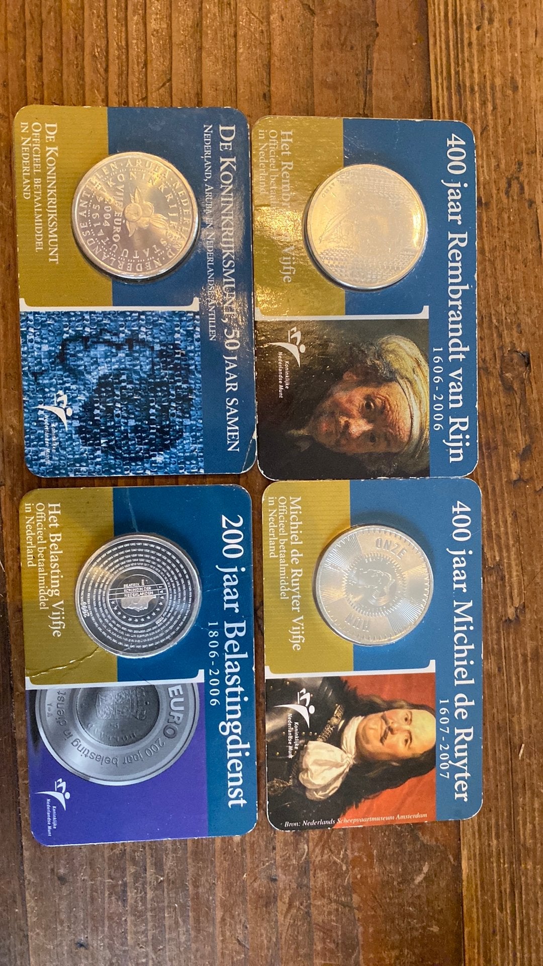 4 coincards zilveren 5 euro 2006 2007, Postzegels en Munten, Ophalen of Verzenden, Koningin Beatrix, Euro's