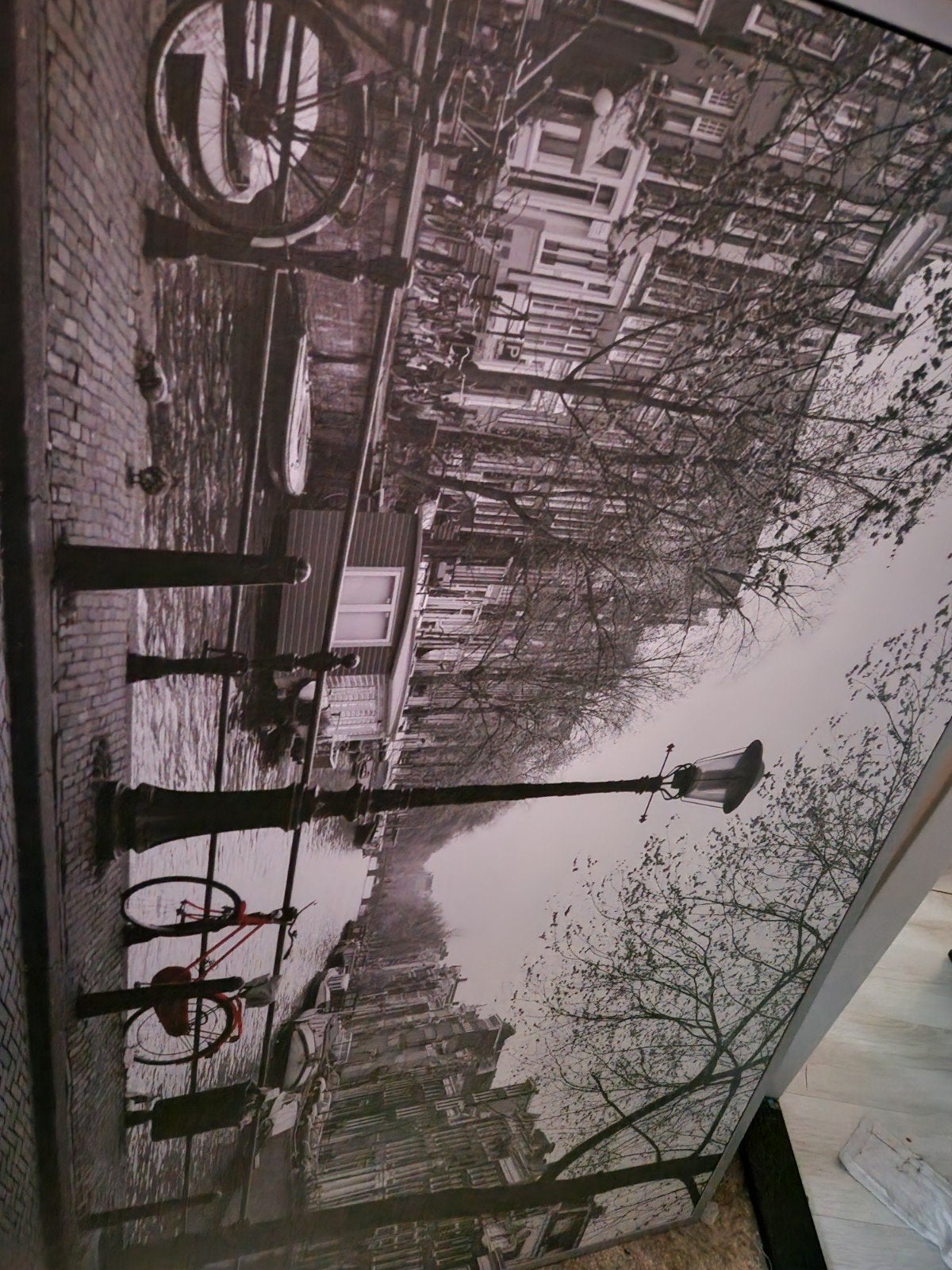 fiets op brug schilderij groot, Huis en Inrichting, Ophalen, Schilderij
