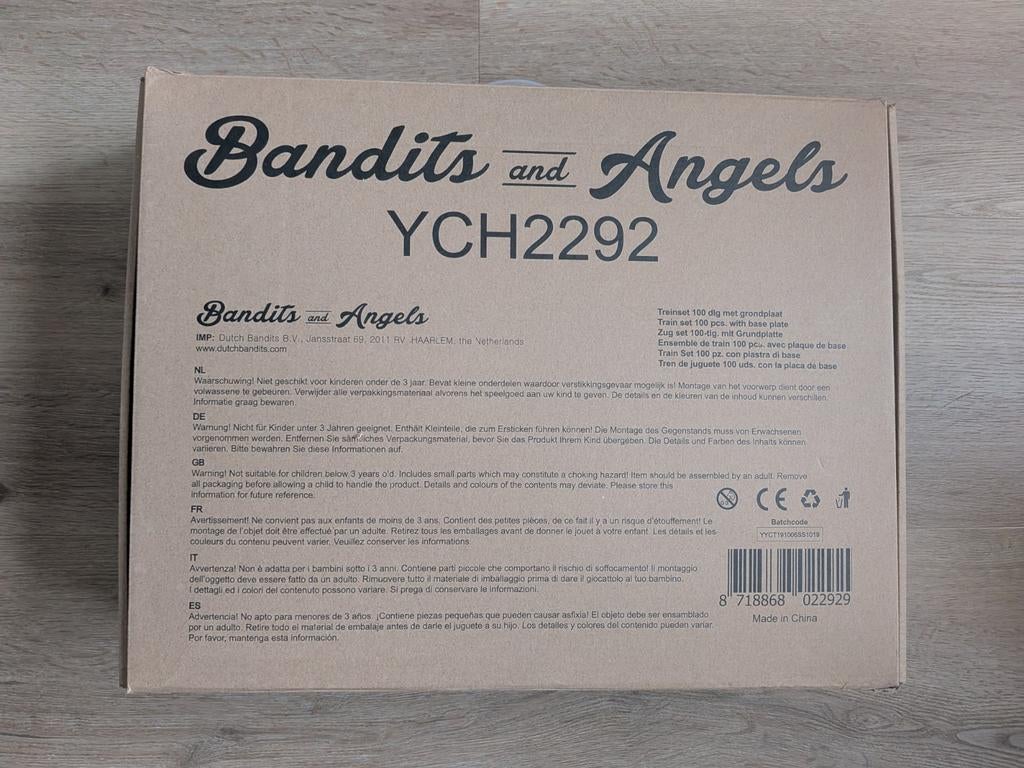 Houten treinset - 100 delig - Bandits & Angels, Kinderen en Baby's, Speelgoed | Houten speelgoed, Ophalen, Zo goed als nieuw
