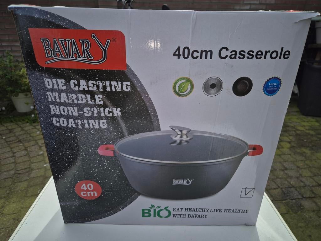Bavary Die-cast Aluminium Pan 40cm met Marmer Coating, Ophalen of Verzenden, Nieuw, Aluminium, Kookpan of Snelkookpan