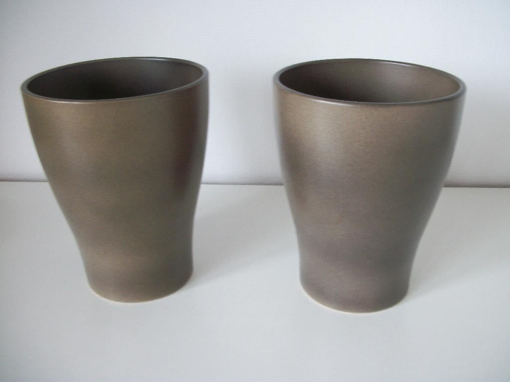 2x Orchidee Bloempot Bruin - Scheurich 17 cm - Nieuw, Rond, Ophalen of Verzenden, Aardewerk, Binnen