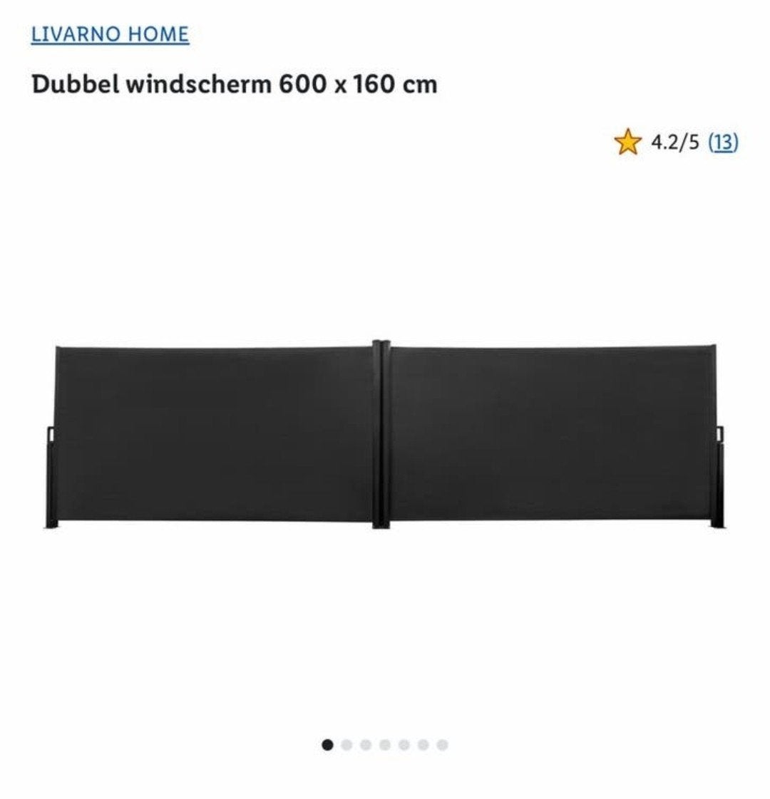 Livarno Dubbel Windscherm Extra Groot 6m x 1.60m, Ophalen of Verzenden, Nieuw