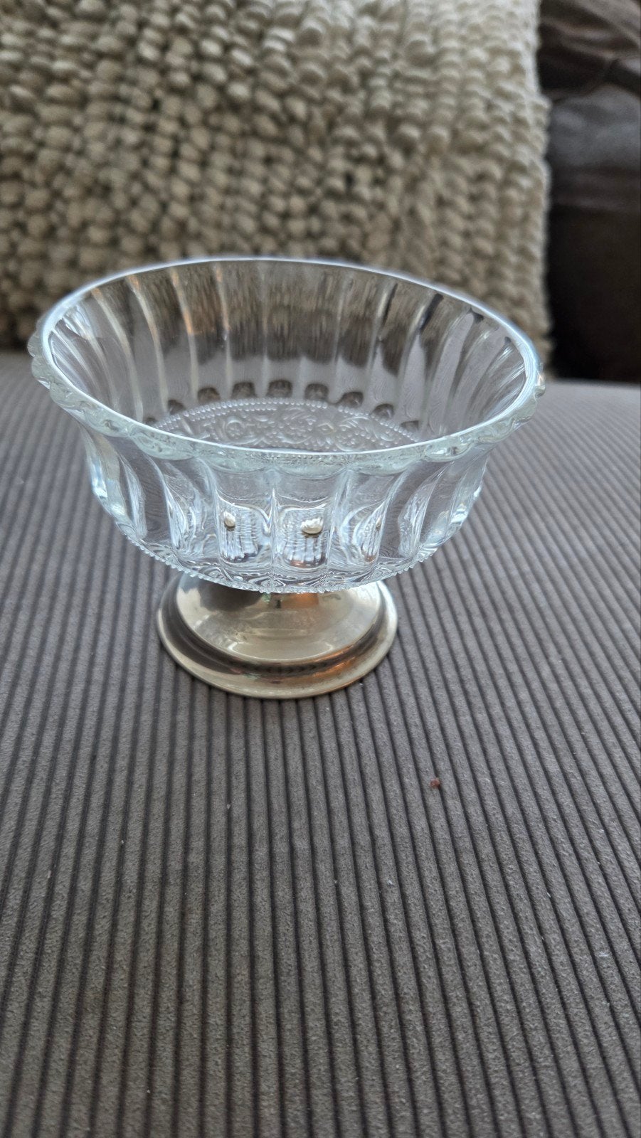 Vintage Bonbon/Suikerschaaltje van Glas en Metaal, Ophalen of Verzenden
