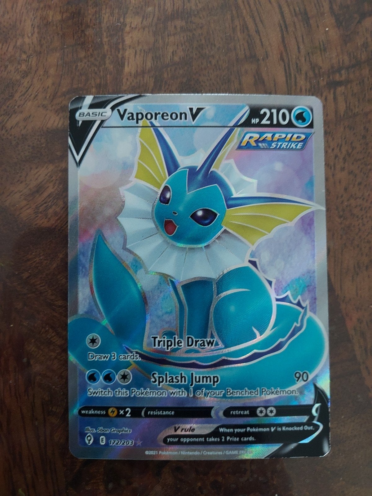 pokémon kaart vaporeon V, Ophalen of Verzenden, Zo goed als nieuw