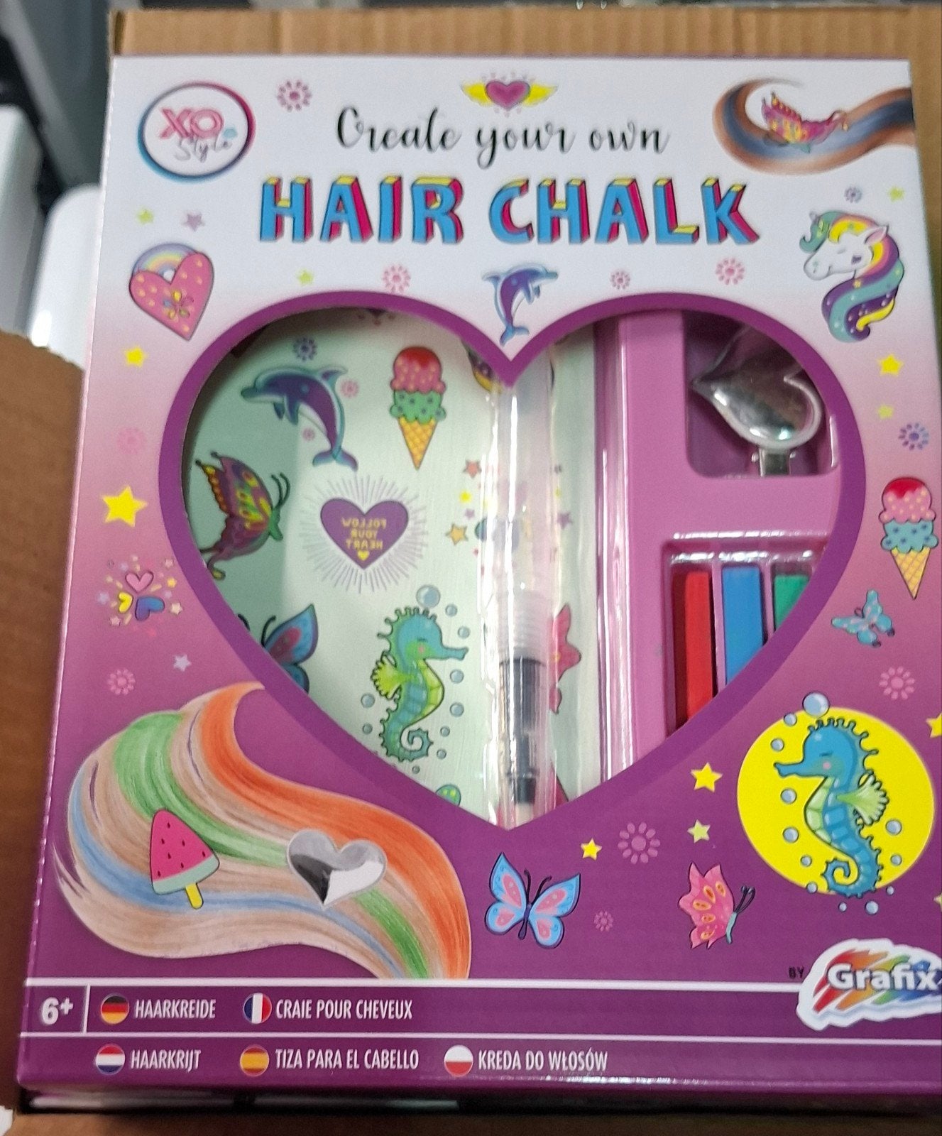 6x Grafix Hair Chalk Set - Creëer je eigen kleurrijke look!, Nieuw, Ophalen of Verzenden, Info@grafixinternational.com, Grafix International bv