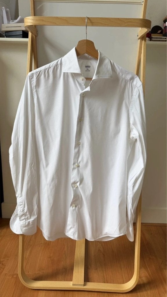 Mazzarelli Wit Stretch Shirt Katoenmix Maat 39 Slim Fit, Kleding | Heren, Mazzarelli, Verzenden, Wit, Nieuw
