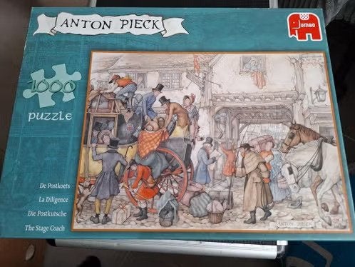 Anton Pieck puzzel de postkoets 1000 stukjes h, Ophalen of Verzenden, 500 t/m 1500 stukjes, Nieuw, Legpuzzel