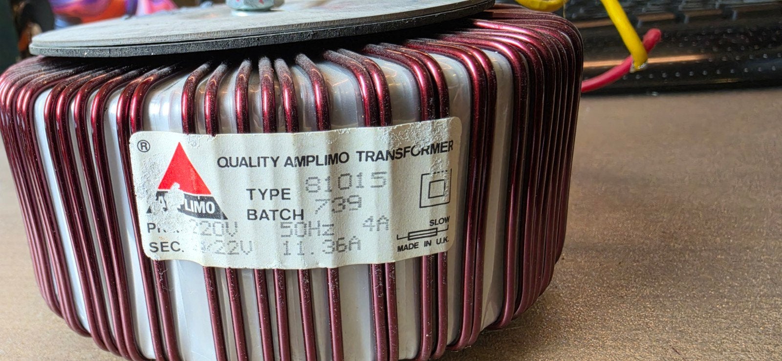 Amplimo ringkerntransformator 500VA, 22Vac, 2x 11.36A, Hobby en Vrije tijd, Elektronica-componenten, Ophalen, Gebruikt