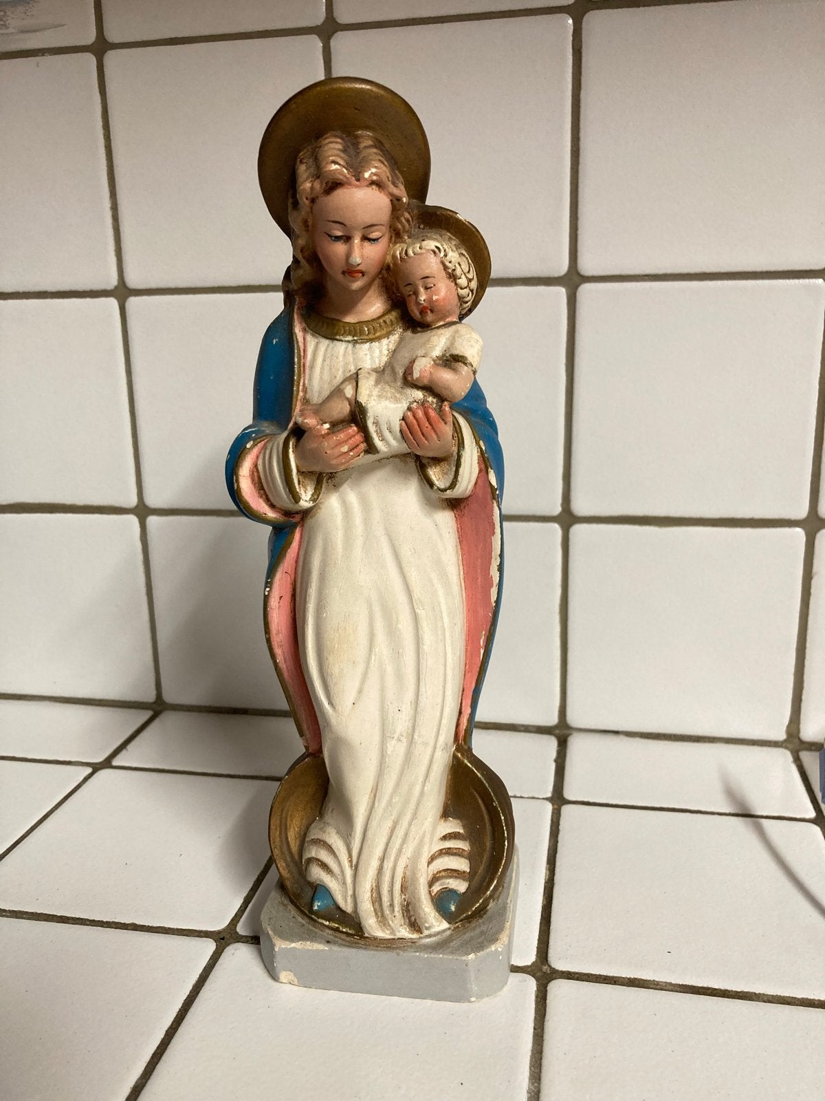 Vintage Mariabeeld met kindje Jezus - 25 cm hoog, Antiek en Kunst, Ophalen of Verzenden