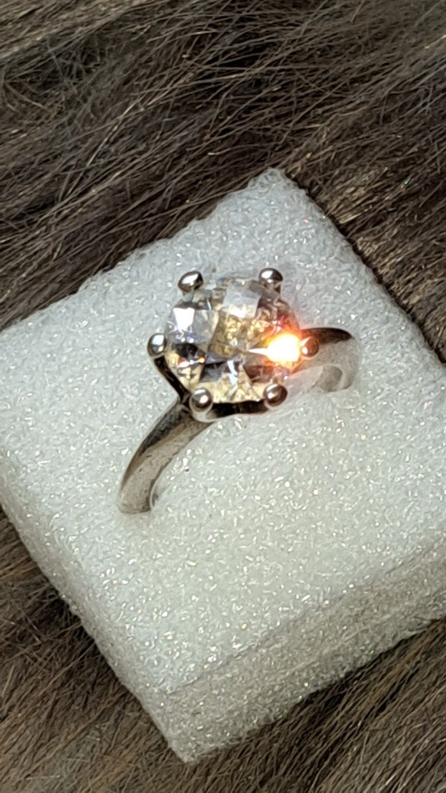 Elegante Zilveren 925 Ring met Grote Zirkonia, Ophalen of Verzenden, Zo goed als nieuw, Met edelsteen, Dame