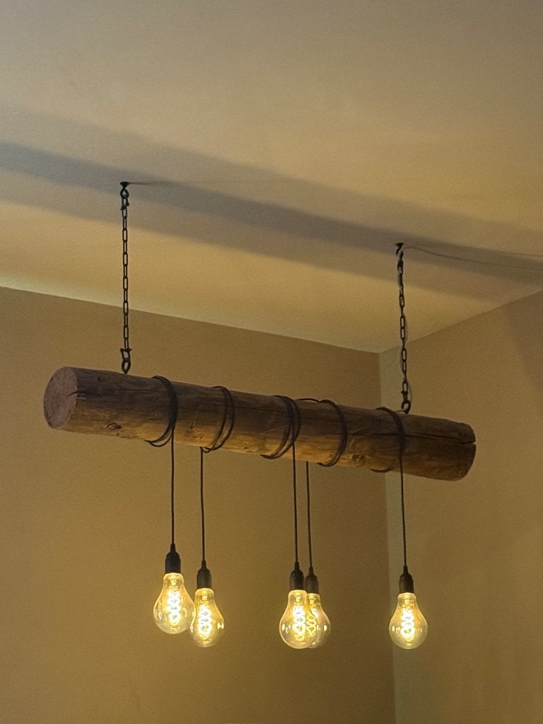 Hanglamp, Huis en Inrichting, Ophalen, Gebruikt, Hout, Industrieel