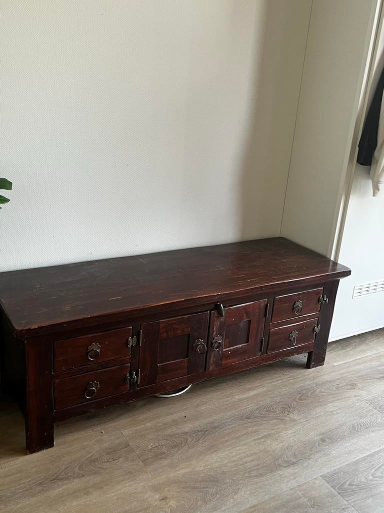 Antieke houten kistbank met opbergruimte, Ophalen