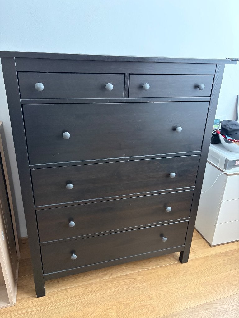 Donkerbruin IKEA HEMNES ladekast met 6 lades, Ophalen, Gebruikt, 5 laden of meer, 50 tot 100 cm