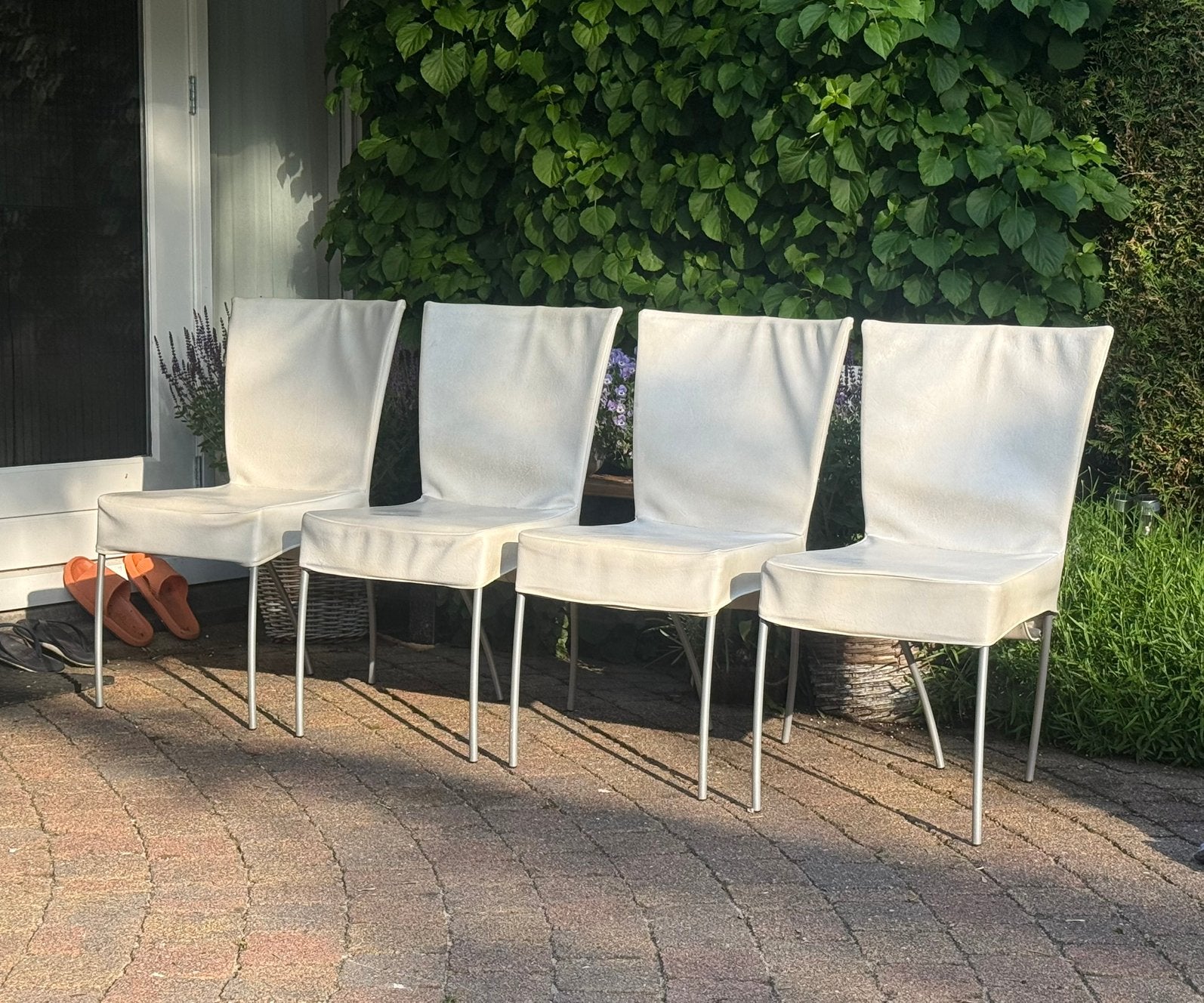 4 Montis Spica eetkamer stoelen | Off White, Ophalen, Wit, Leer, Vier