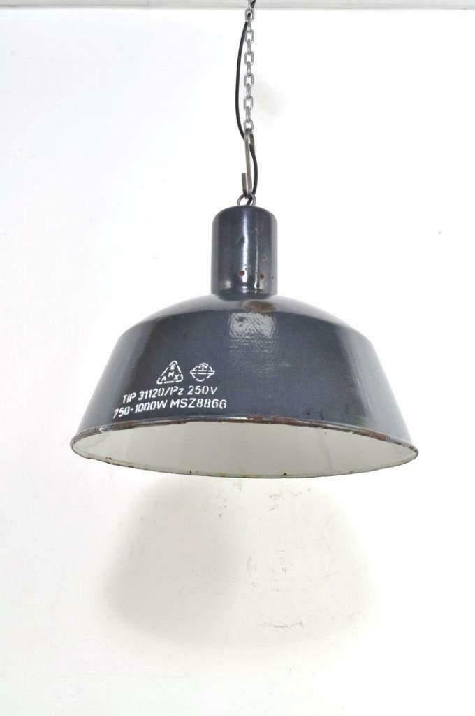 Grote industriële fabriekslamp emaille lamp, Huis en Inrichting, Lampen | Hanglampen, Ophalen of Verzenden, Gebruikt