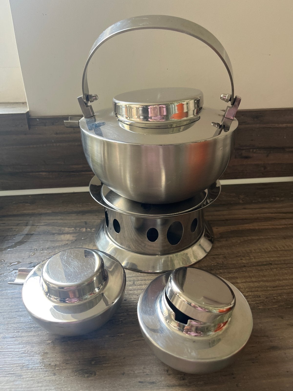 Roestvrijstalen theeset blomus, Theepot/fluitketel, Gebruikt, Zilver, Ophalen of Verzenden