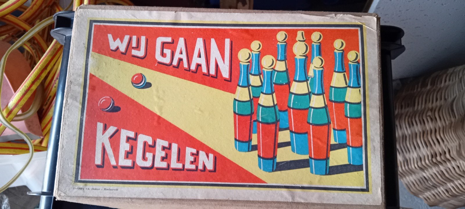 Antiek houten kegeltjes in de doos. Wij gaan kegelen., Ophalen of Verzenden