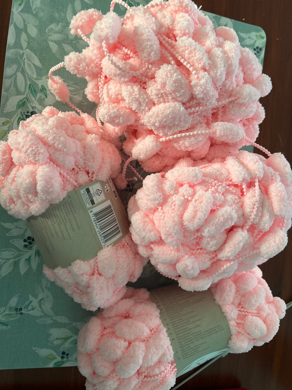 Roze pompon garen - 3 bollen, Ophalen, Nieuw, Breien of Haken, Wol of Garen