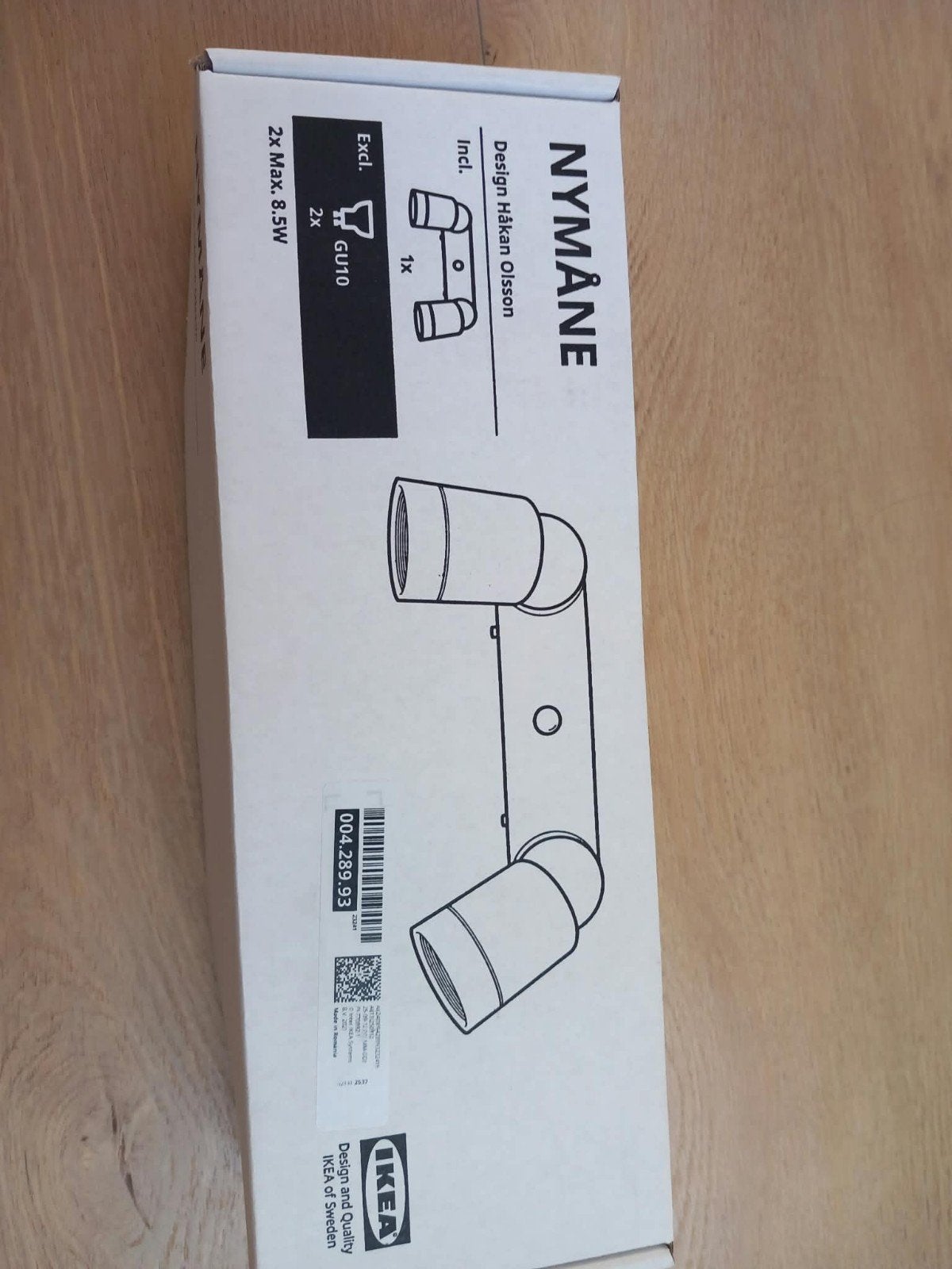 IKEA Nymåne spotbalk met 2 spots, wit, GU10 fitting, Huis en Inrichting, Metaal, Wit, GU10, Nieuw