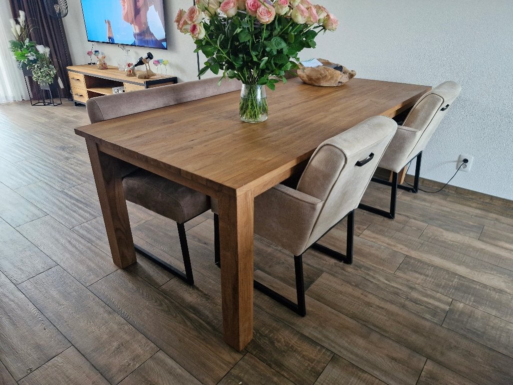 Eettafel teakhout 1 jaar oud, Ophalen, Teakhout, 200 cm of meer, 50 tot 100 cm