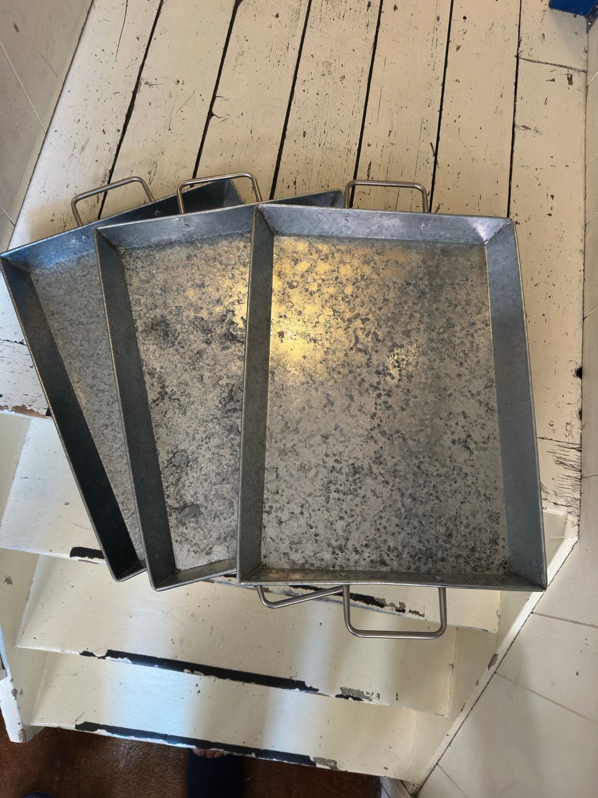 Set van 3 gegalvaniseerde metalen schalen/manden, Huis en Inrichting, Woonaccessoires | Schalen en Manden, Ophalen, Overige materialen