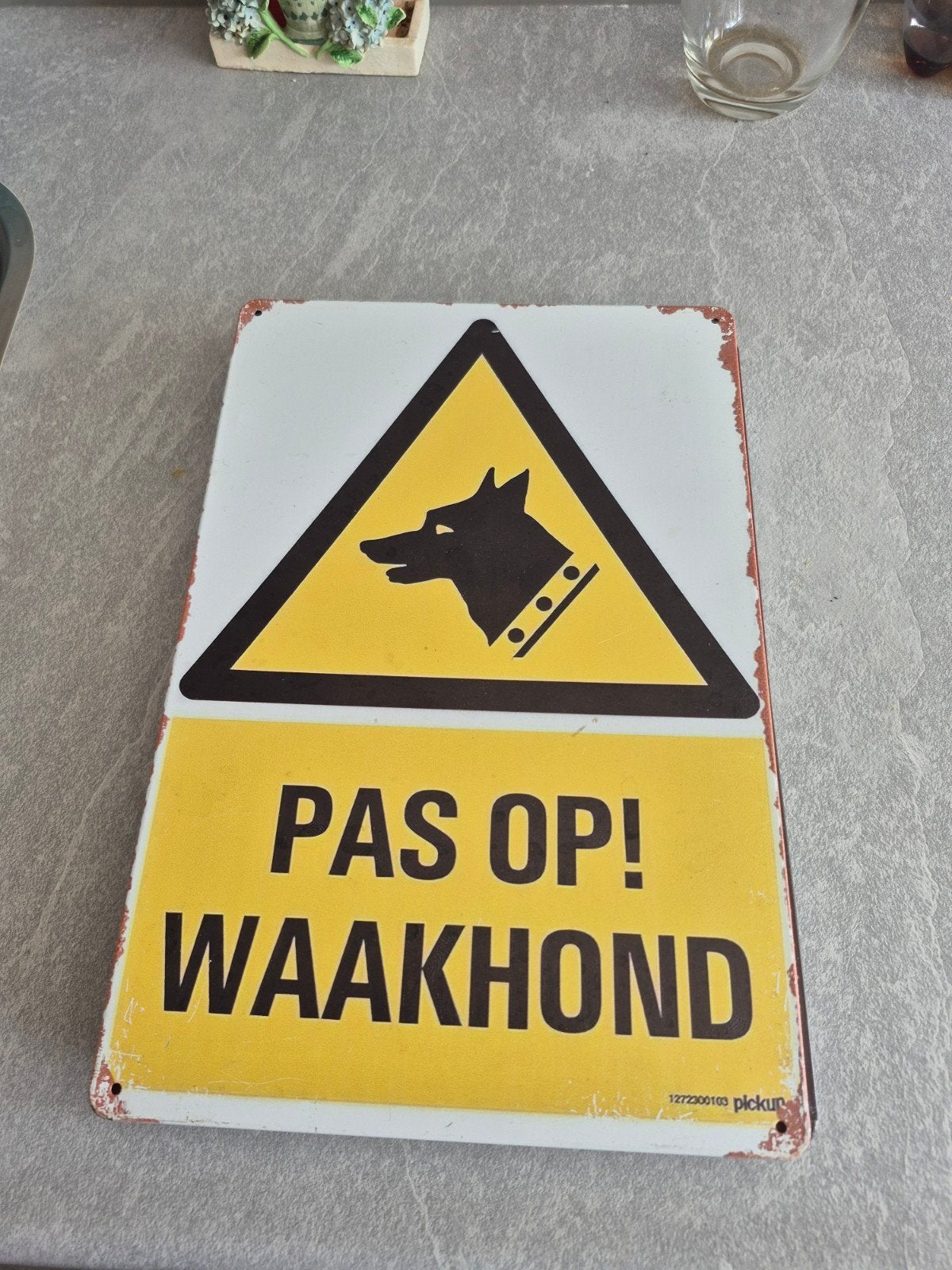 pas op voor de hond, Ophalen of Verzenden, Zo goed als nieuw, Reclamebord