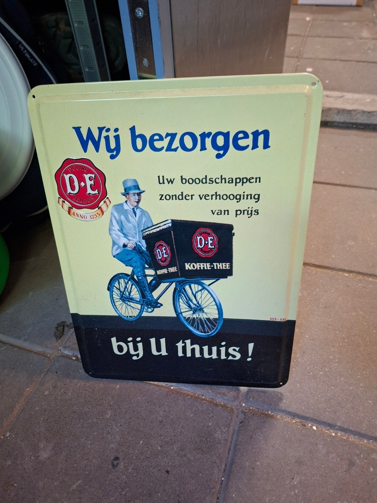 Vintage Douwe Egberts Emaille Reclamebord - Wij Bezorgen, Ophalen of Verzenden