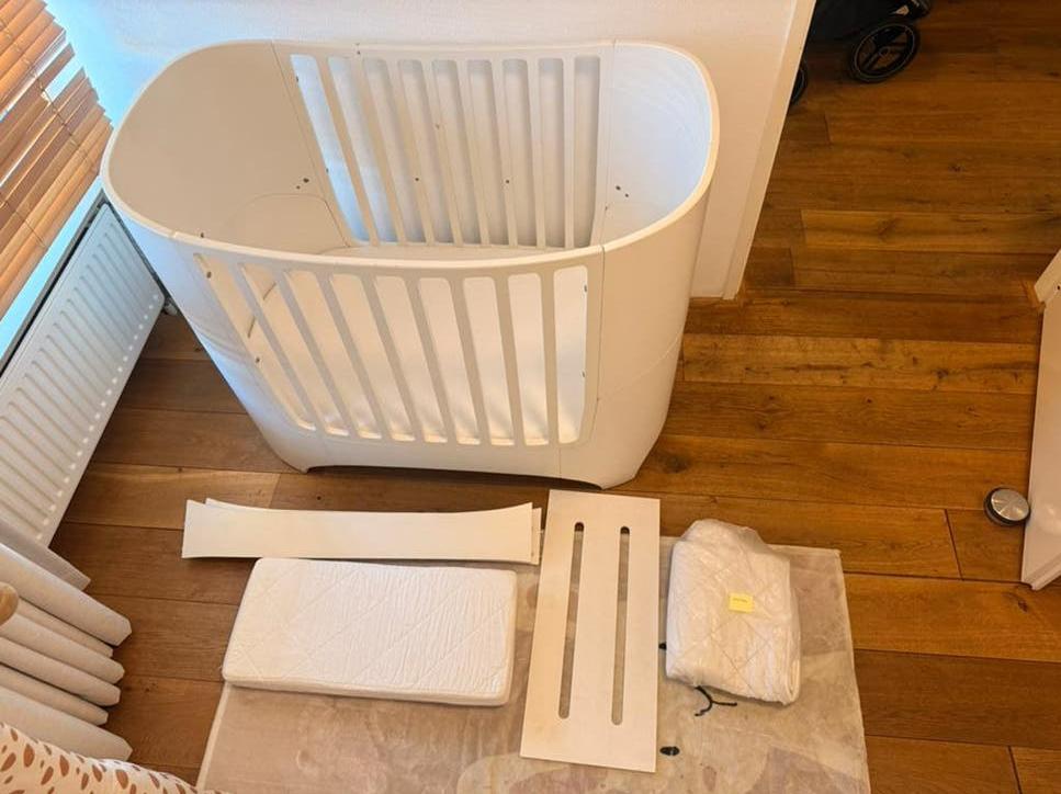 Leander classic babybed / meegroeibed met toebehoren, Kinderen en Baby's, Babywiegjes en Ledikanten, Gebruikt, Ledikant, Ophalen