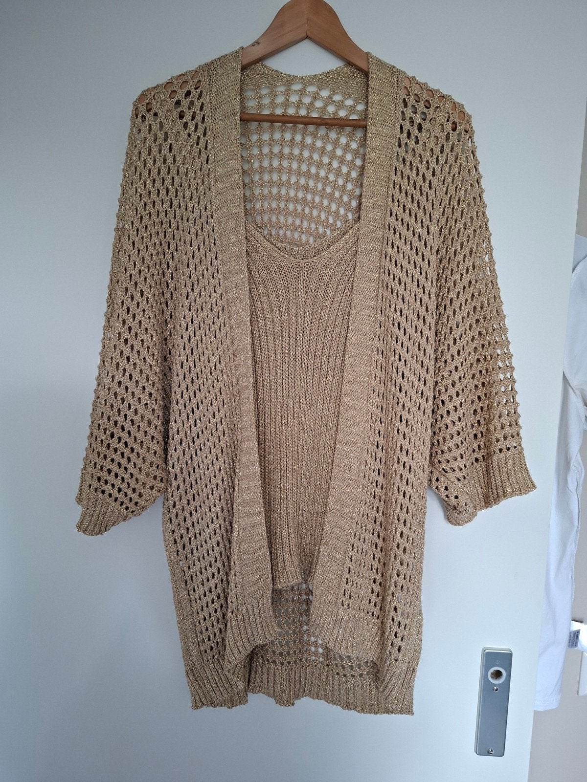 Gouden Boho Vest met Top - One Size (tot maat 42), Ophalen of Verzenden, Zo goed als nieuw, Maat 42/44 (L), Goud