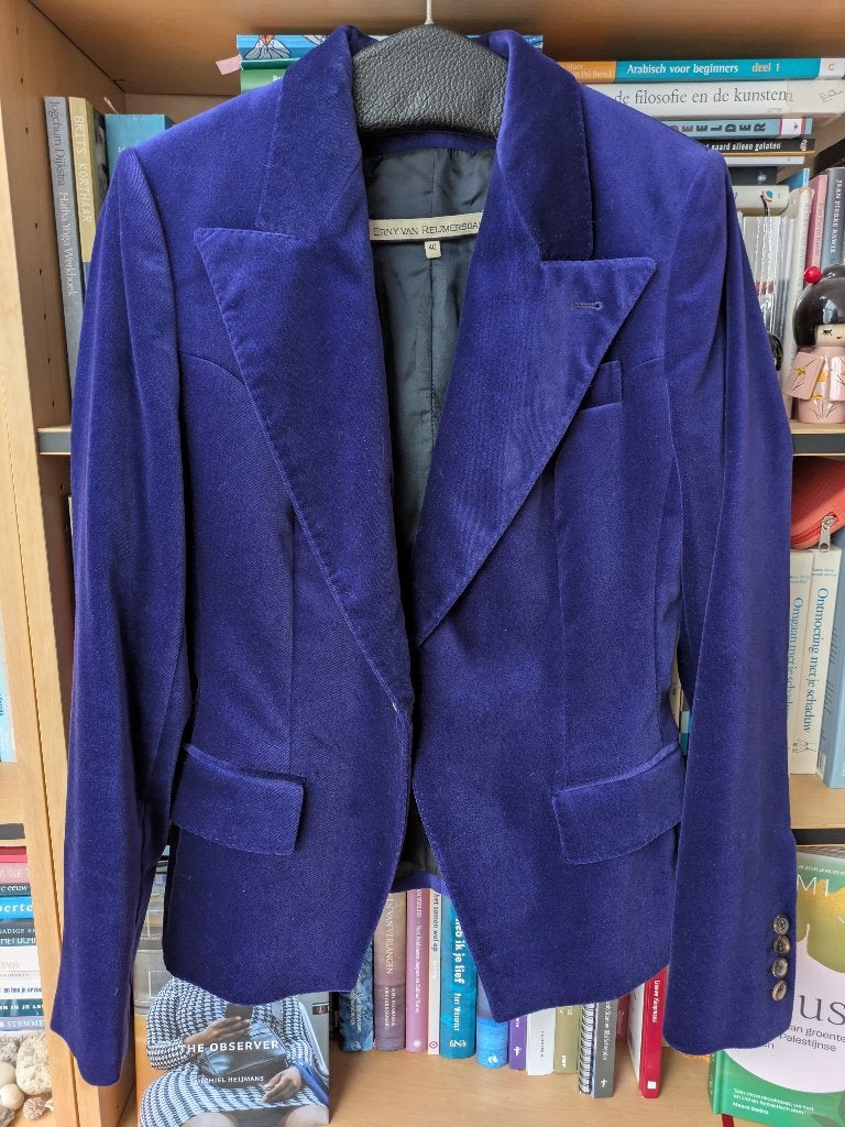 Erny van Reijmersdal design velvet paars colbert mt 40, Maat 38/40 (M), Paars, Ophalen of Verzenden, Zo goed als nieuw