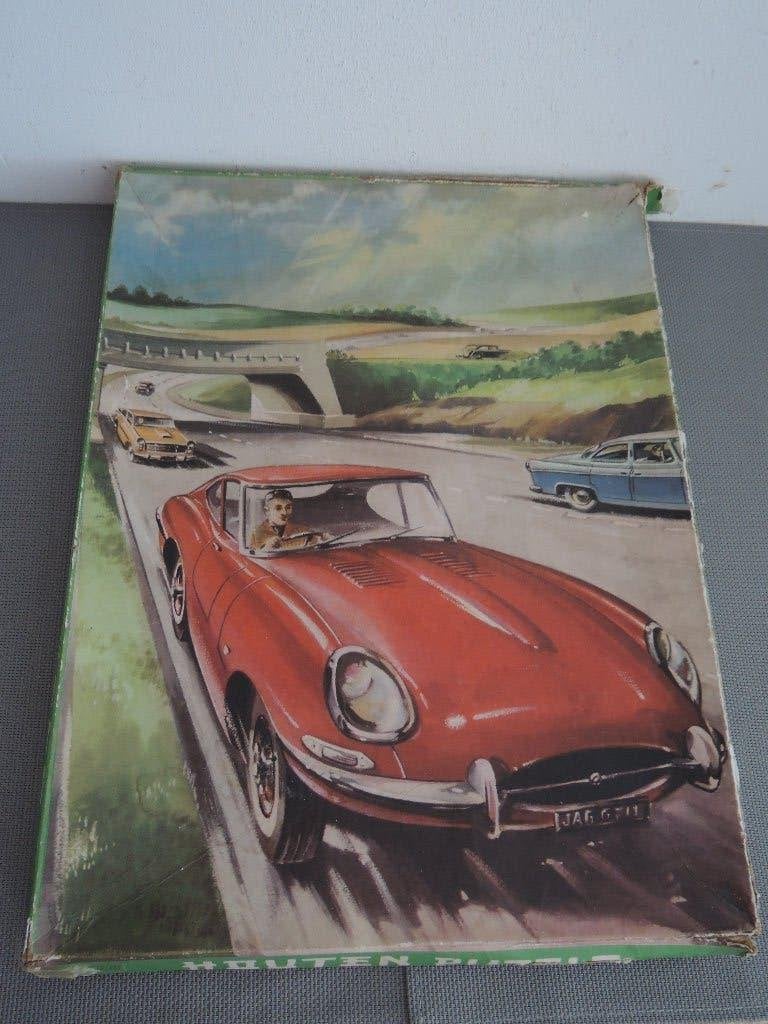 Complete ouderwetse houten puzzel van een Jaguar E type, Ophalen of Verzenden