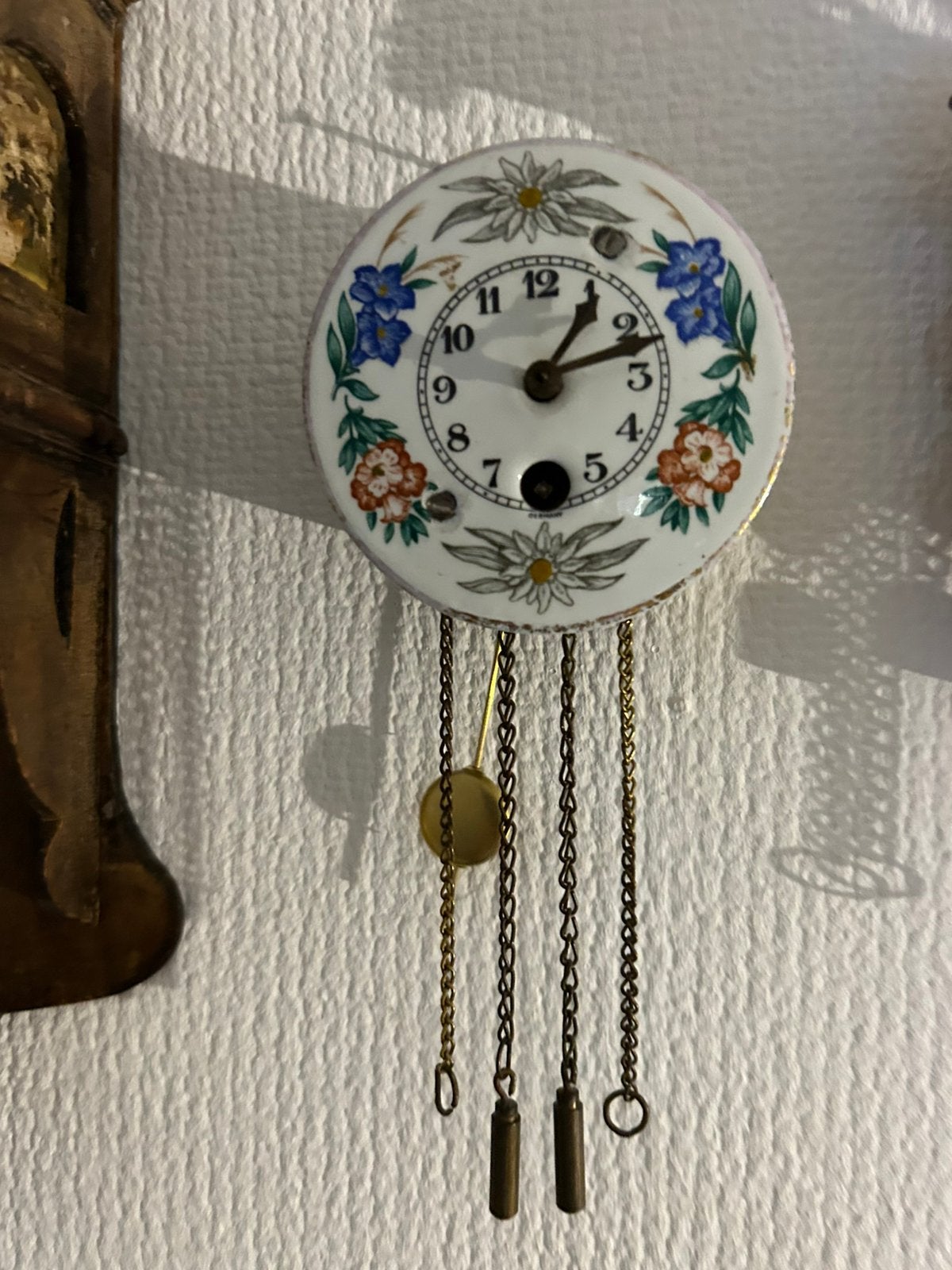 Mini rond duits . emaille klokje, Ophalen