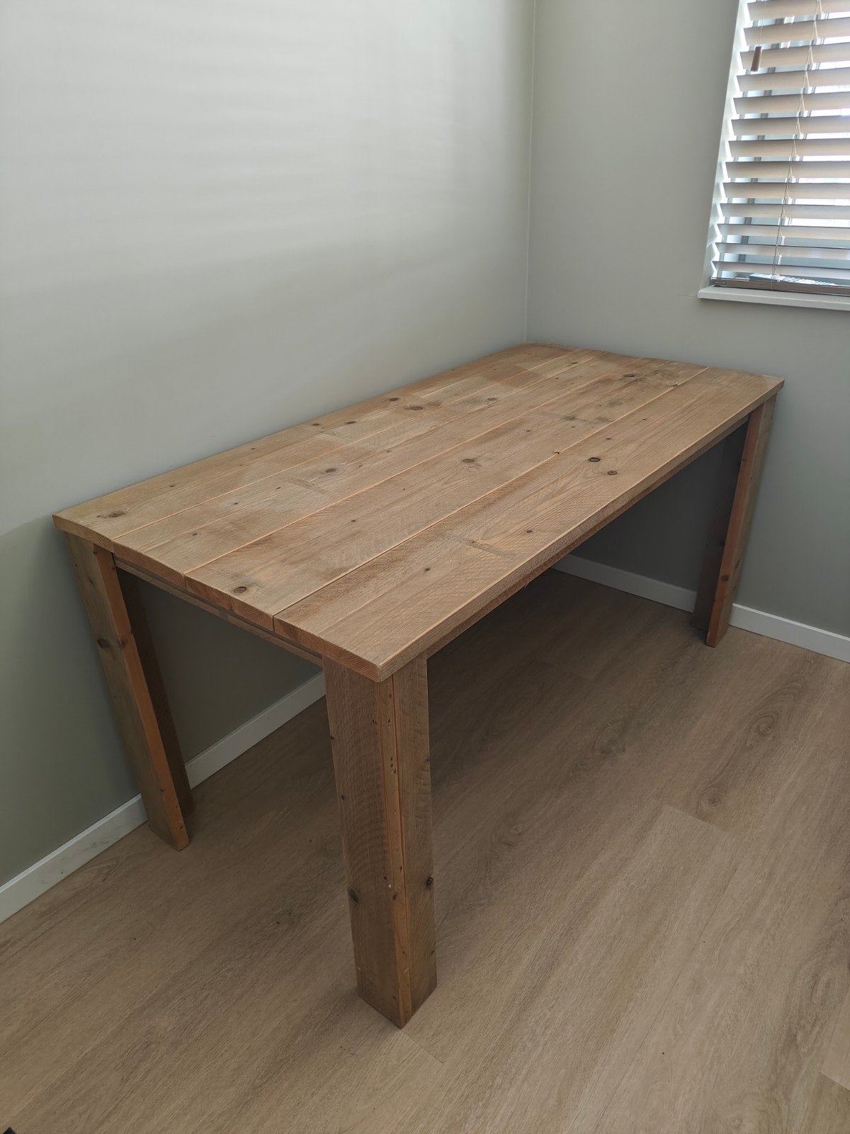 Op maat gemaakte tafel van steigerhout, Ophalen, Gebruikt, 100 tot 150 cm, 50 tot 100 cm