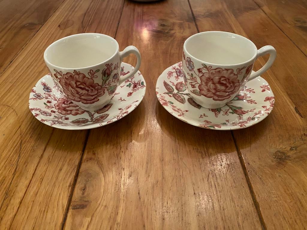 Johnson Brothers Rose Chintz kop-en schotels, Gebruikt, Ophalen of Verzenden, Overige stijlen, Kop(pen) en/of Schotel(s)